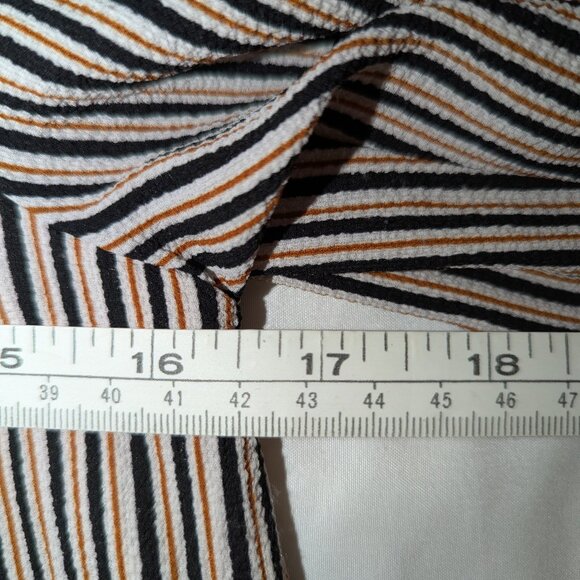 Bobeau | Boho Off The Shoulder Striped Ruffle Sleeve Dress Navy Rust | Size XS - Picture 10 of 12